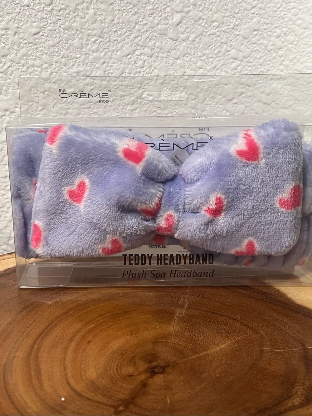 The Creme Shop Lavender Teddy Headband with Pink Hearts